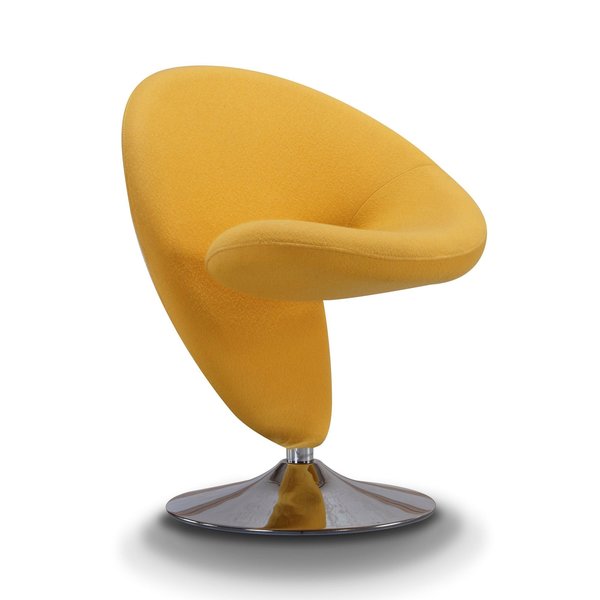Manhattan Comfort Curl Swivel Accent Chair in Yellow and Polished Chrome AC040-YL